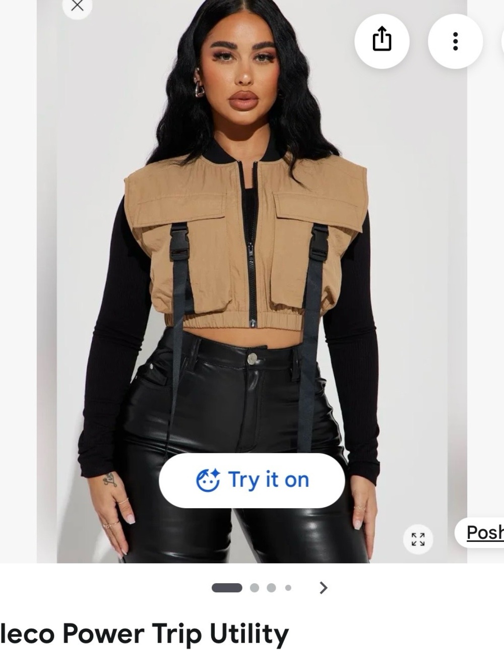 Utility Crop Vest in Tan - Women